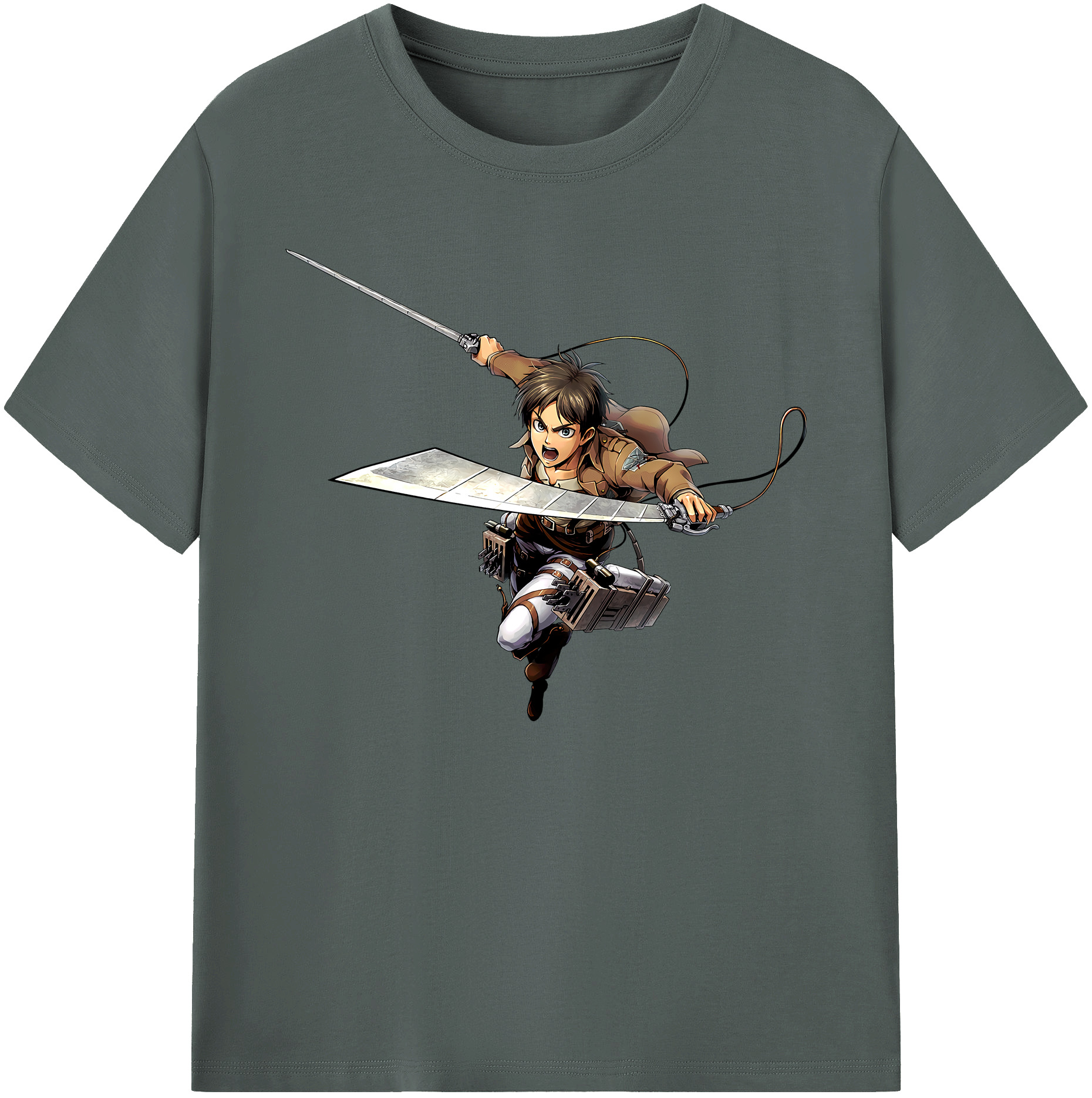 （画像用） 進撃の巨人 エレン･イェーガー Attack on Titan Eren Jäger 綿100％ メンズ半袖Tシャツ｜肌触りやわらか＆通気性
